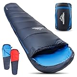 MOUNTREX® Schlafsack - Kleines Packmaß & Ultraleicht (760g/1500g) - Outdoor Sommerschlafsack (100GSM) / 3-4 Jahreszeiten (300GSM) Mumienschlafsack – Camping, Reise, Festival – Warm und Koppelbar