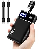 INIU Powerbank, 3 Kabel & Touch-LED-Display 10000mAh tragbares Ladegerät, Tri-3A USB C Externer Handy Akku, Power Bank für iPhone 15 14 13 12 Pro X 8 iPad AirPods Samsung S21 S20 Xiaomi Huawei