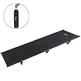 ALPIDEX Ultraleichtes Feldbett Campingbett belastbar bis 120 kg, lediglich 2.100 g inkl. Packsack, Bodenfreiheit 16 cm, minimales Packmaß