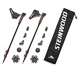 Steinwood Premium 100% Carbon Nordic Walking Stöcke verstellbar mit Teleskop und Klemmverschluss mit extra Gummipuffer und Tragebeutel, Mehrfarbig