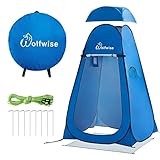 WolfWise Pop up Umkleidezelt Toilettenzelt, Strand Duschzelt Outdoor Privatsphäre Zelte, Camping Lagerzelt Kabine mit Ablagefach, Wasserfest Tragbar, Blau