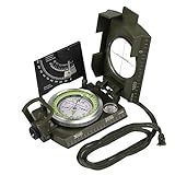 Proster Militär Marschkompass Professioneller Taschenkompass Peilkompass Kompass Compass mit Klinometer Tragschlaufe Tasche für Jagd Wandern und Aktivitäten im Freien