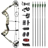 SHARROW Compoundbogenset Jagdbogen 30-70lbs Einstellbar Sportbogen Erwachsene Compound Bögen Komplett Set 320 FPS für Outdoor Bogen Jagd (Camo+Pfeile)