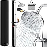 KESSER® Solardusche 35 Liter Solar Gartendusche | warmes Wasser max. 60°C | Pooldusche ohne Stromanschluss | Campingdusche Regenduschkopf, Wasserhahn, Schlauch-Anschluss inkl. Ablage, Cover & Tasche