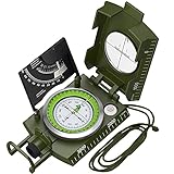 Proster Militär Marschkompass Professioneller Taschenkompass Peilkompass Kompass Compass mit Klinometer Tragschlaufe Tasche für Jagd Wandern und Aktivitäten im Freien