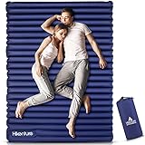 HIKENTURE Camping Isomatte Ultraleicht, Doppel Isomatte Aufblasbar für 2 Personen, Luftmatratze Schlafmatte Kleines Packmaß mit Fußpumpe, für Camping, Reise, Outdoor, Wandern, Strand, Navyblau
